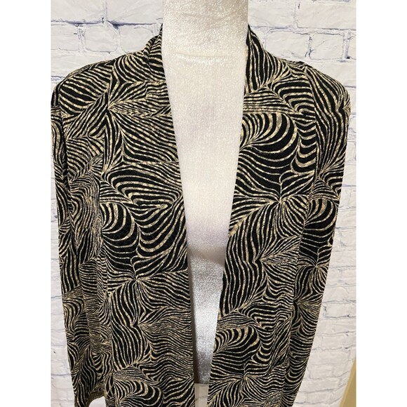 Drapers & Damons Open Cardigan Womens Animal Print Black & Gold Long Sleeves 1X - Picture 2 of 6